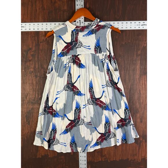 Free People Flying Swan Button Up Dress Top Fashion Cream Gray Red Blue Women XS - Picture 6 of 7
